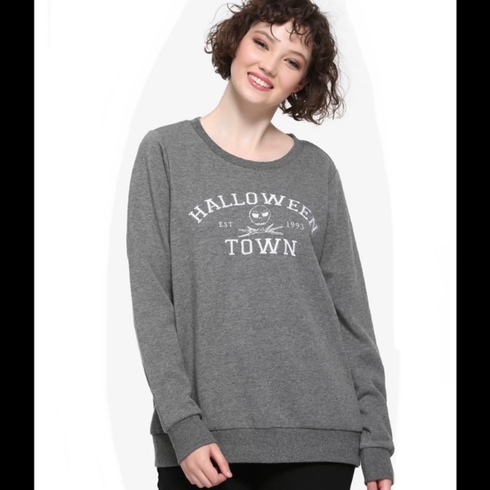 Disneys Nightmare Before Christmas Halloween Town Embroidered Sweatshirt…